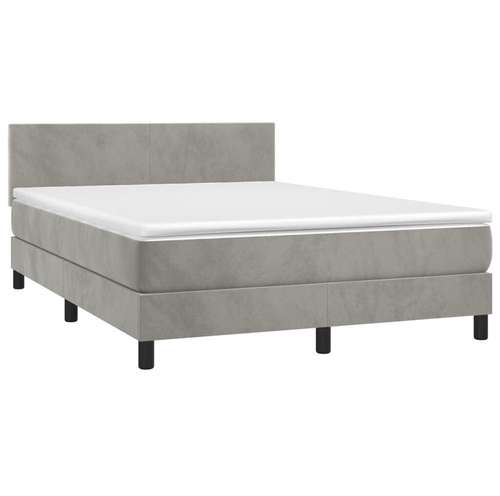 vidaXL Box spring bed with mattress & LED 140x190cm velvet (3134279)