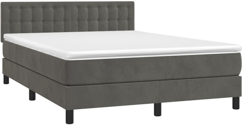 vidaXL Box spring bed with mattress & LED 140x190cm velvet (3134640)