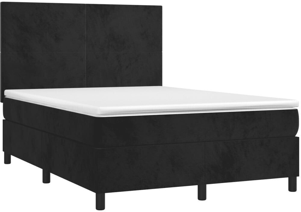 vidaXL Box spring bed with mattress & LED 140x190cm velvet (3136001)