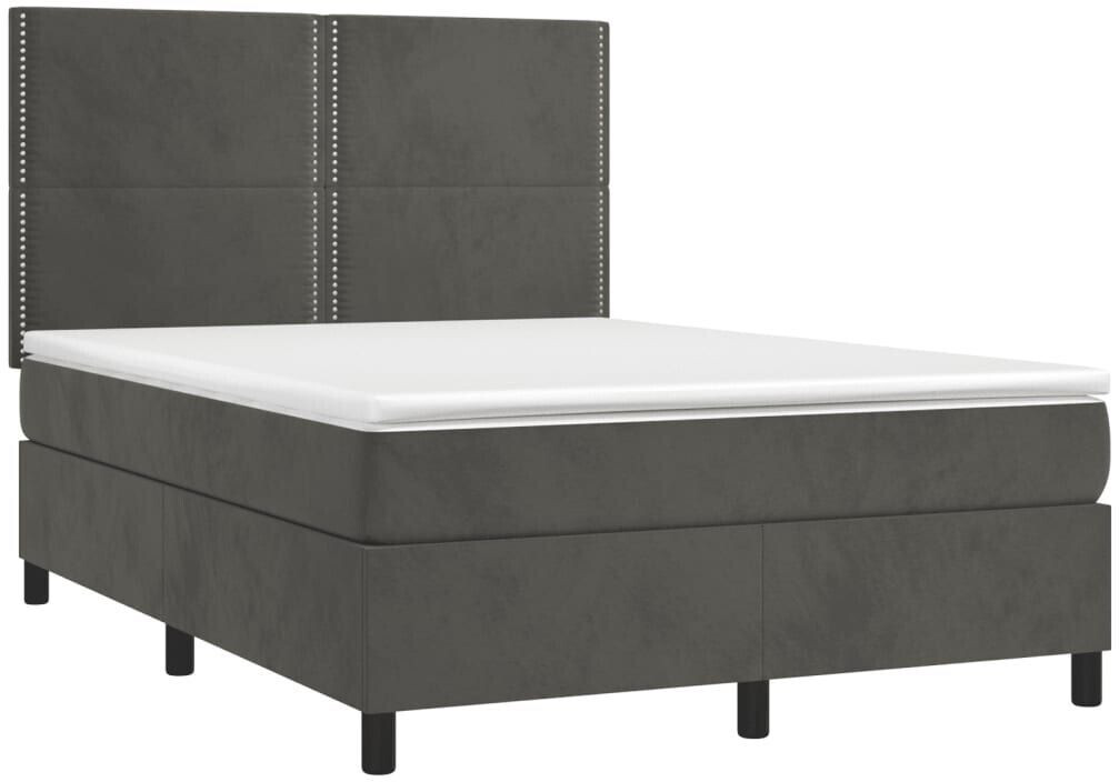 vidaXL Box spring bed with mattress & LED 140x190cm velvet (3136060)