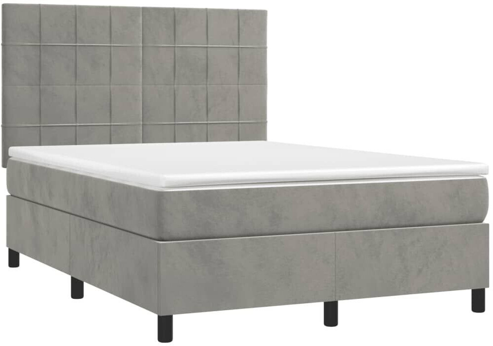 vidaXL Box spring bed with mattress & LED 140x190cm velvet (3136119)