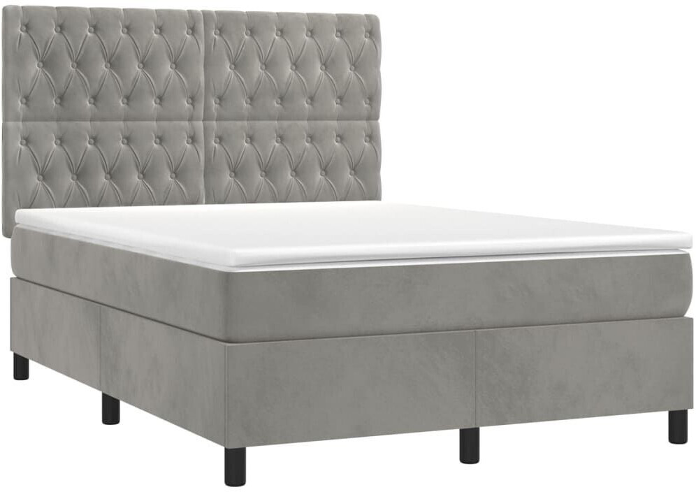 vidaXL Box spring bed with mattress & LED 140x190cm velvet (3136299)