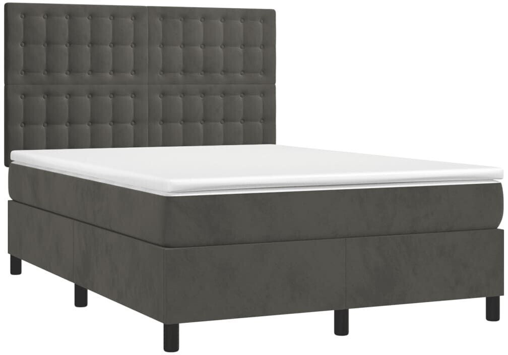 vidaXL Box spring bed with mattress & LED 140x190cm velvet (3136360)