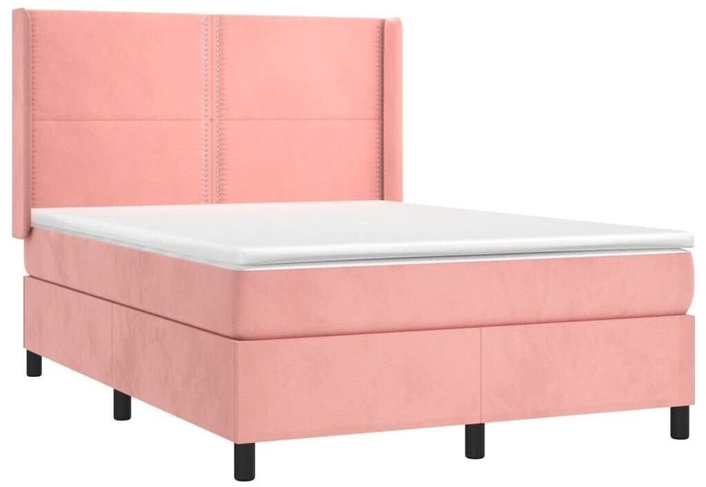 vidaXL Box spring bed with mattress & LED 140x190cm velvet (3139504)