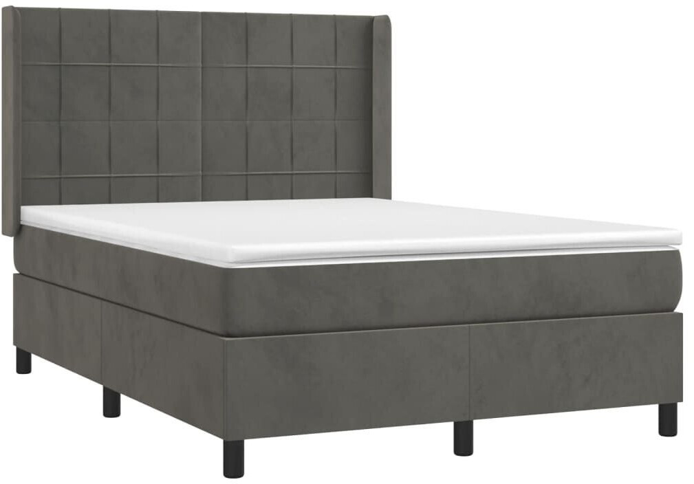 vidaXL Box spring bed with mattress & LED 140x190cm velvet (3139560)