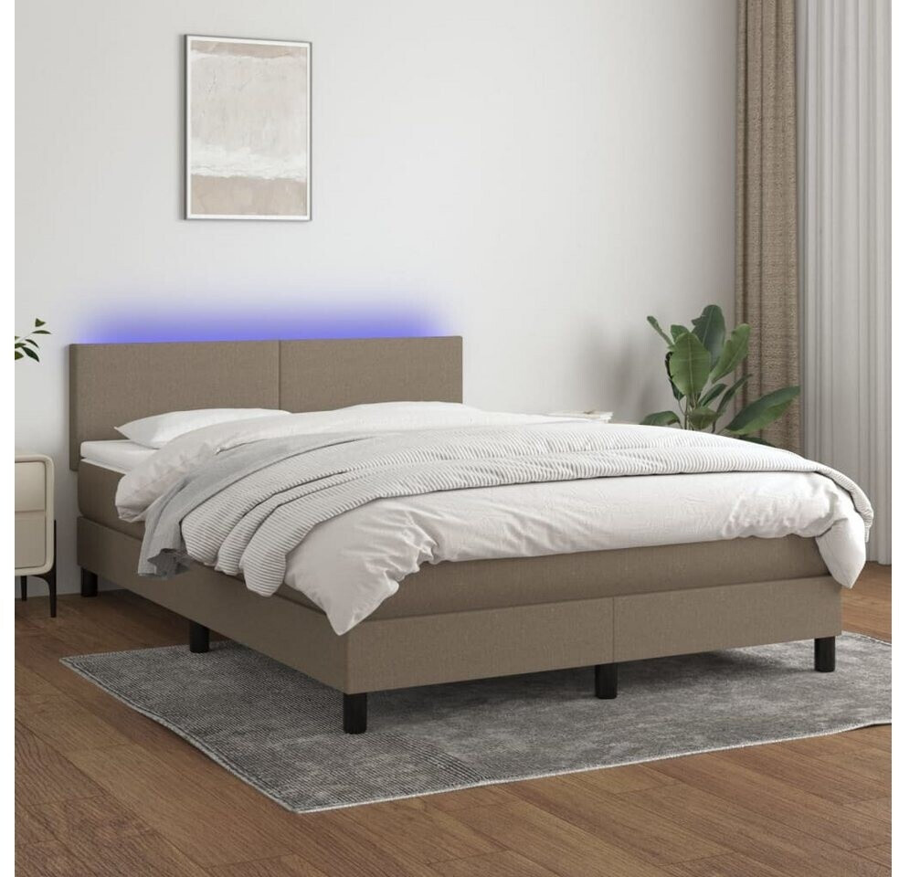 vidaXL Box spring bed with mattress & LED 140x200cm fabric (3133001)