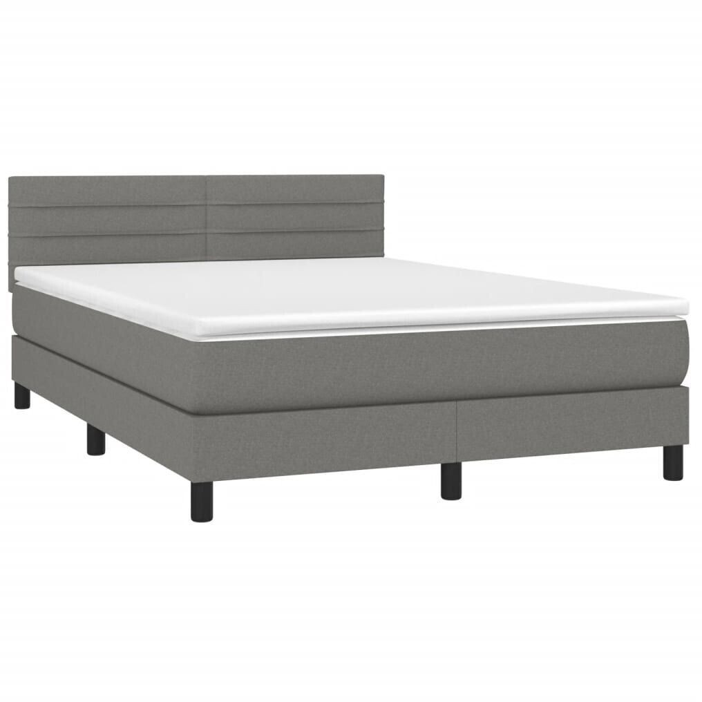 vidaXL Box spring bed with mattress & LED 140x200cm fabric (3133238)