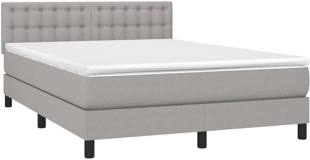 vidaXL Box spring bed with mattress & LED 140x200cm fabric (3133477)