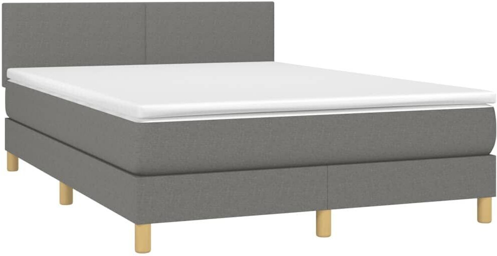vidaXL Box spring bed with mattress & LED 140x200cm fabric (3133558)