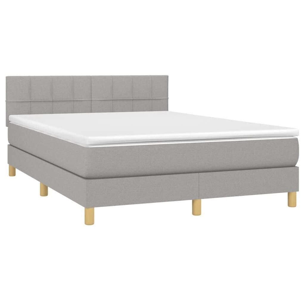 vidaXL Box spring bed with mattress & LED 140x200cm fabric (3133717)