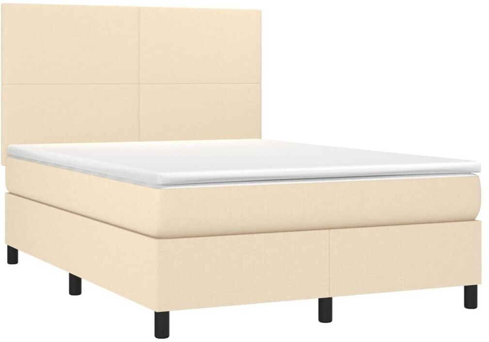 vidaXL Box spring bed with mattress & LED 140x200cm fabric (3134722)