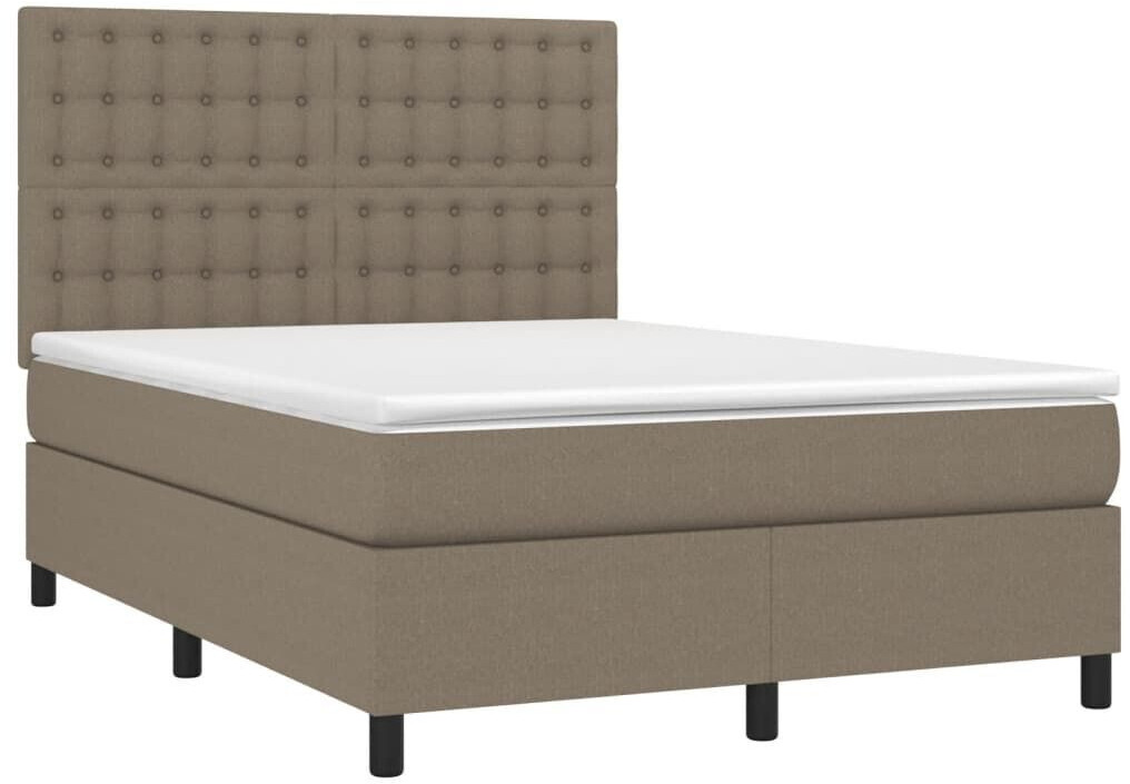 vidaXL Box spring bed with mattress & LED 140x200cm fabric (3135201)