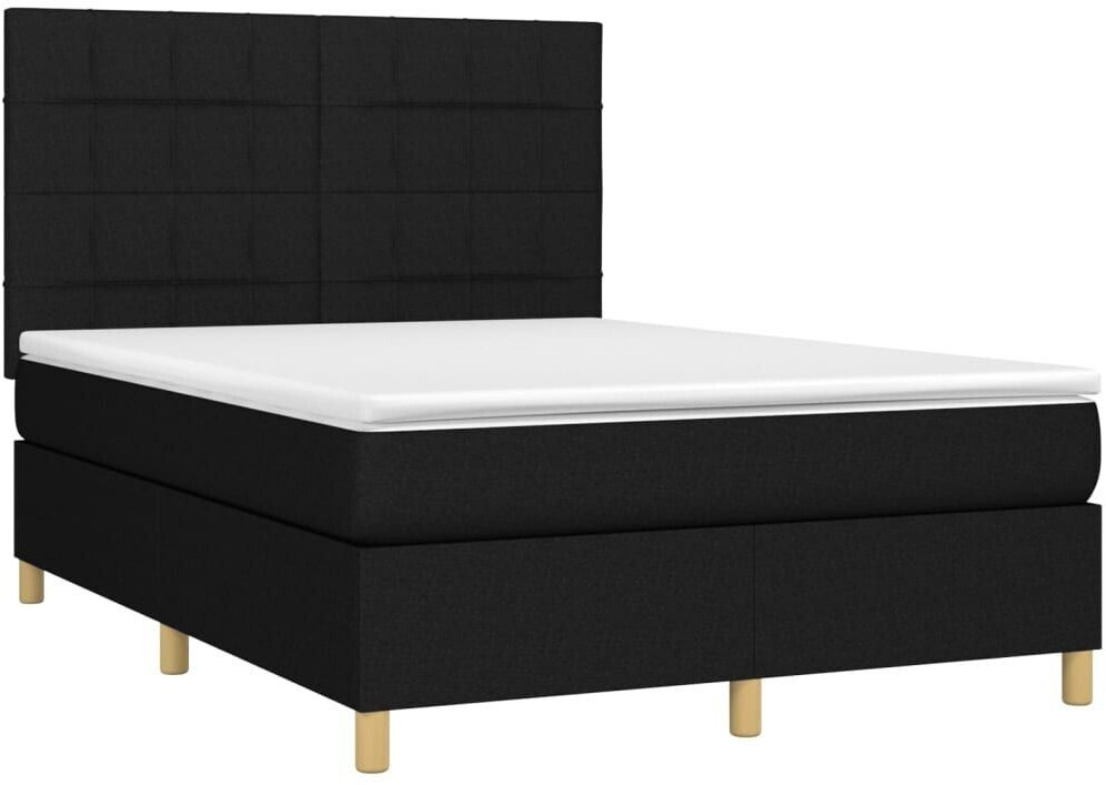 vidaXL Box spring bed with mattress & LED 140x200cm fabric (3135439)
