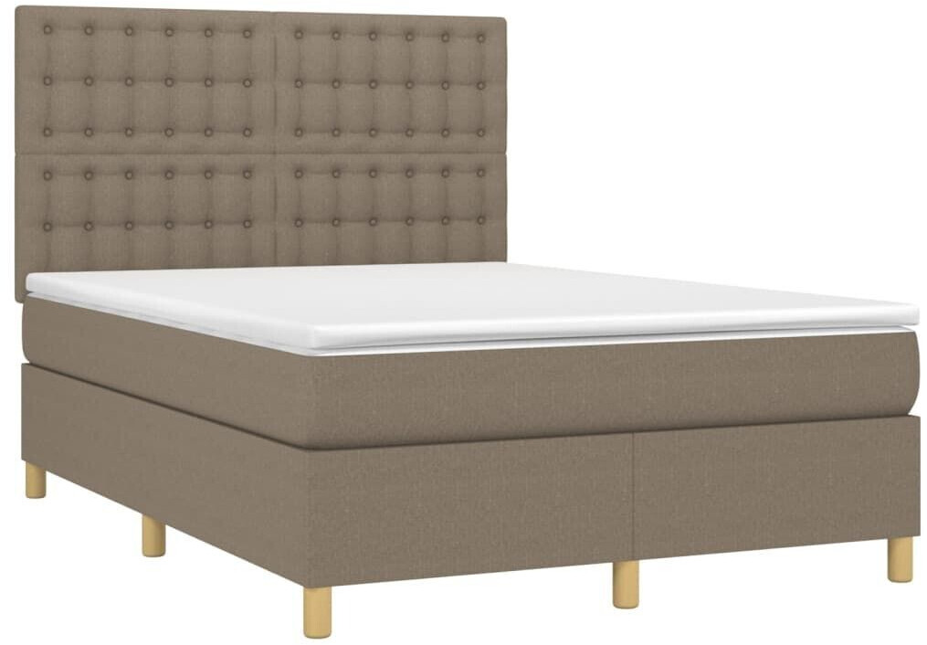 vidaXL Box spring bed with mattress & LED 140x200cm fabric (3135761)
