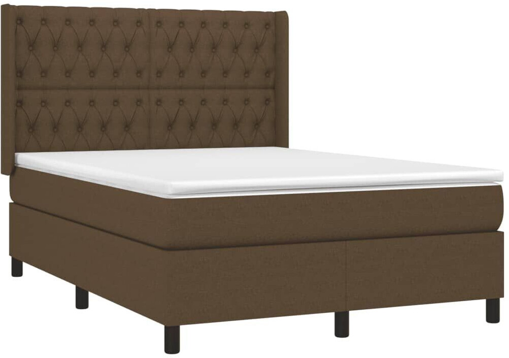 vidaXL Box spring bed with mattress & LED 140x200cm fabric (3138560)