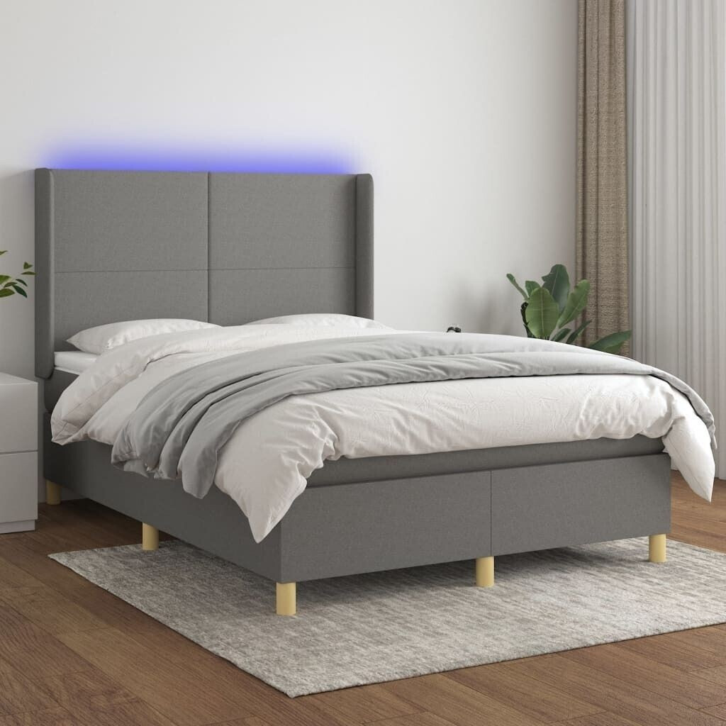 vidaXL Box spring bed with mattress & LED 140x200cm fabric (3138718)