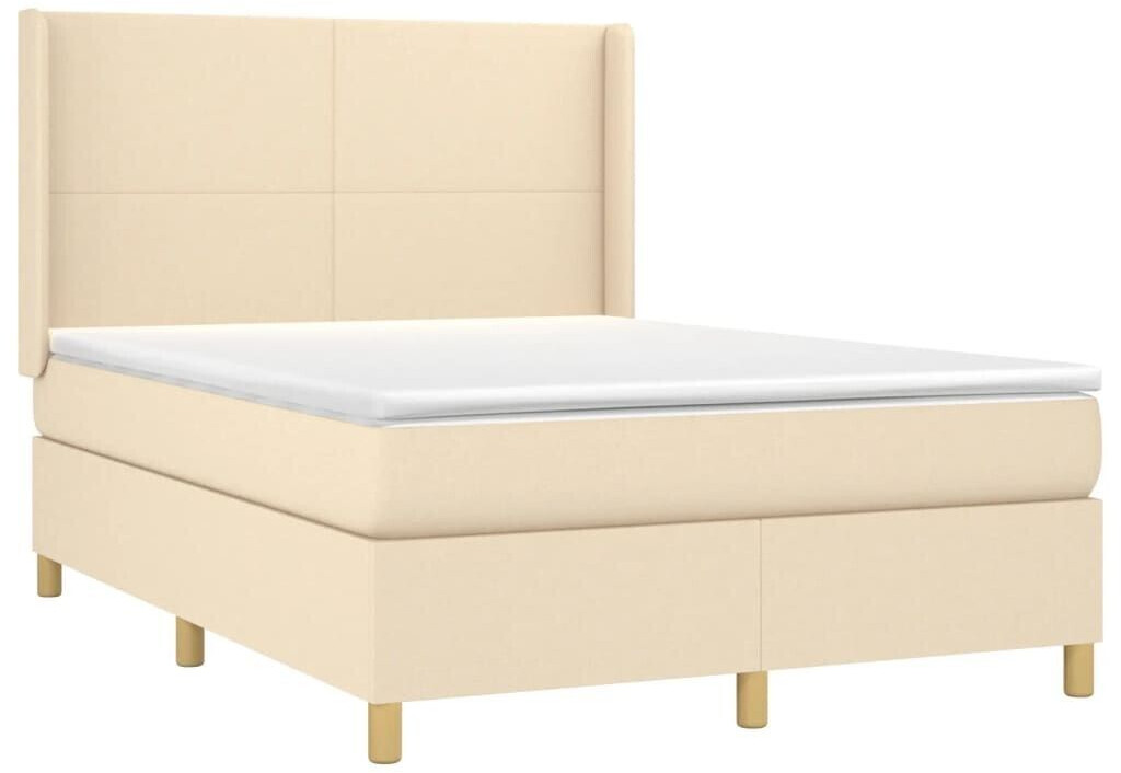 vidaXL Box spring bed with mattress & LED 140x200cm fabric (3138722)