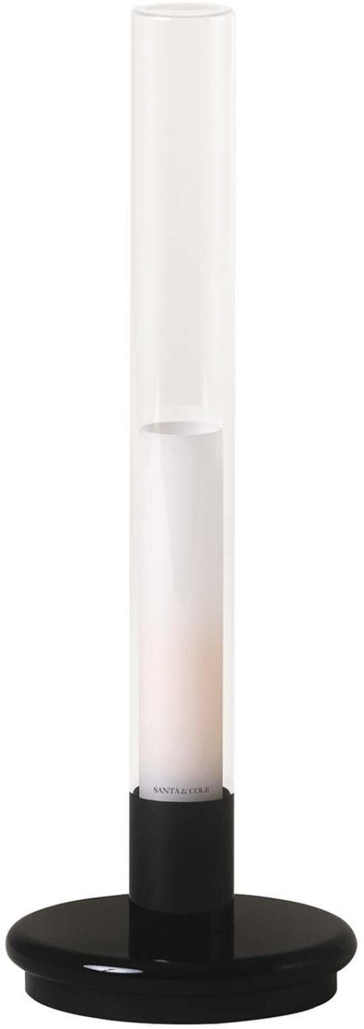 Santa & Cole Sylvestrina LED battery light white/transparent HØ 35.5x12.7cm/shade white black glossy