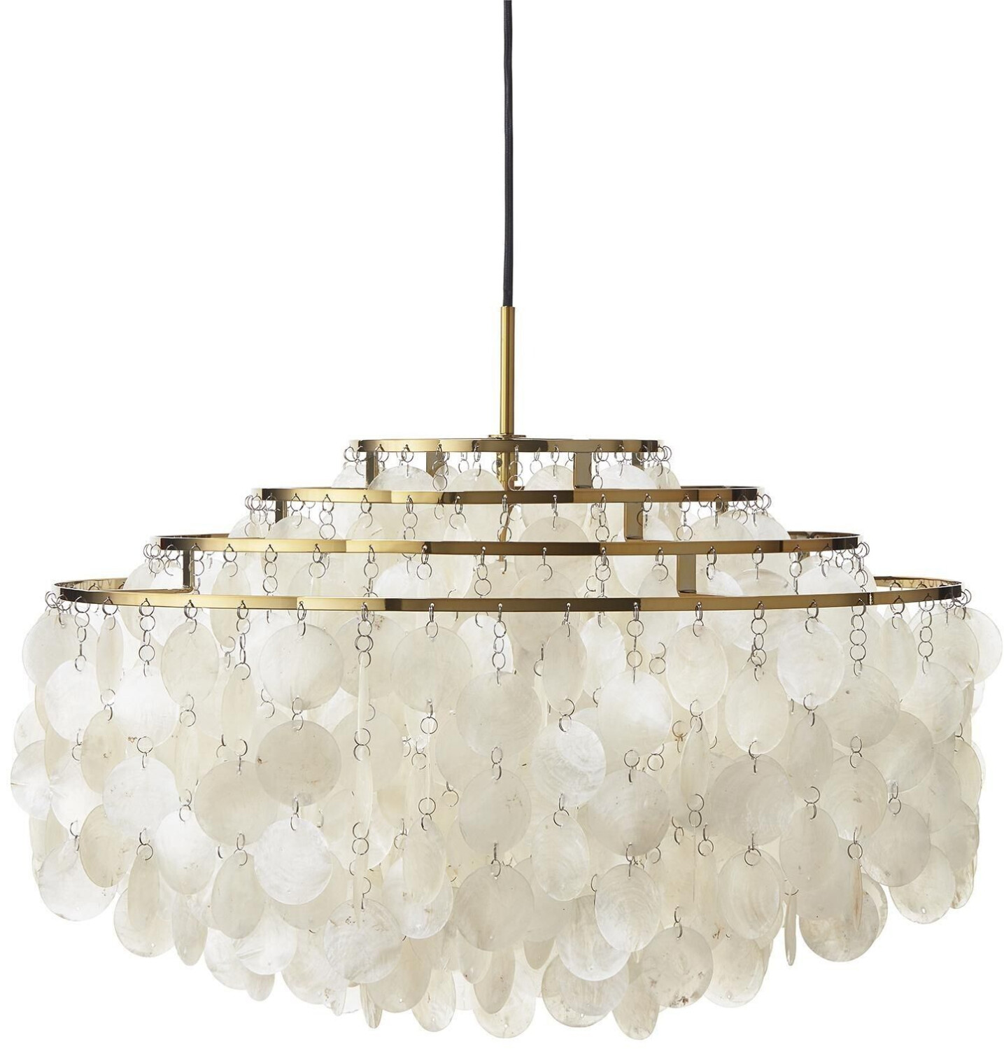 Verpan Fun 10DM pendant light pearl white, brass H38cm/Ø57cm pearl white, brass