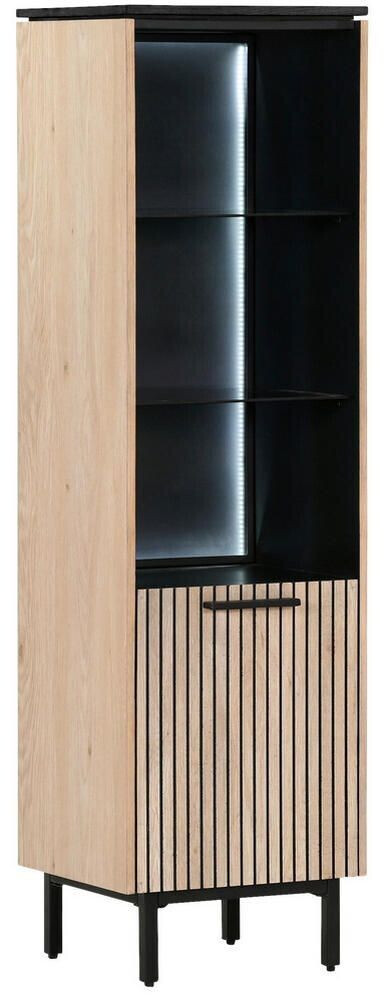 CarryHome Regal schwarz Eiche Metall 3 Fächer 45x160x43 cm