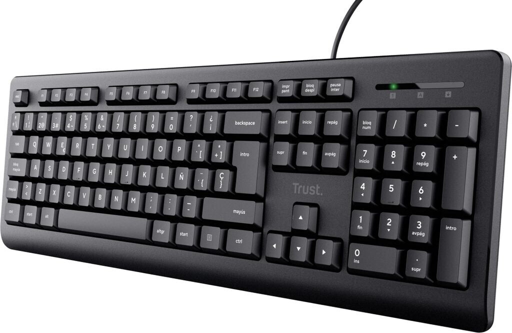 Trust Taro Tastatur – Spanisches QWERTY-Layout, Leise & Auslaufsicher Für PC & Laptop