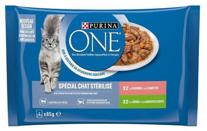 Purina One Sterilized cat Wet food salmon turkey 4 x 85 g ab 6 70 Preisvergleich bei idealo