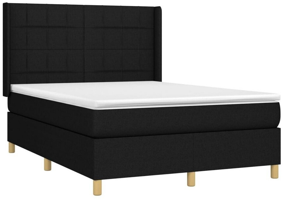 vidaXL Box spring bed with mattress & LED 140x200cm fabric (3138879)
