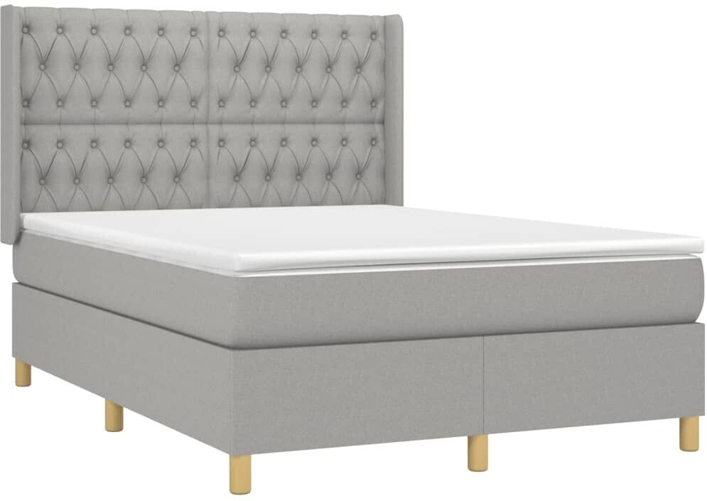 vidaXL Box spring bed with mattress & LED 140x200cm fabric (3139117)