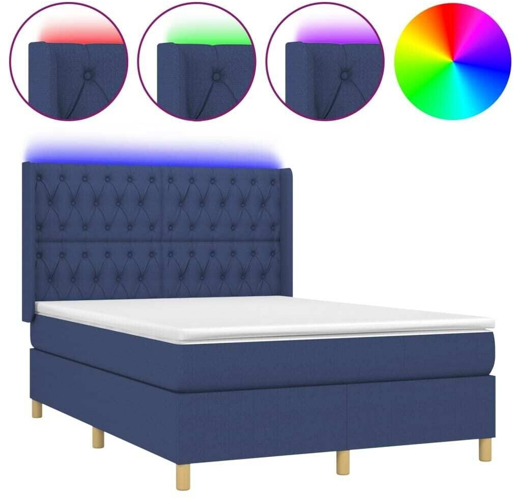 vidaXL Box spring bed with mattress & LED 140x200cm fabric (3139123)