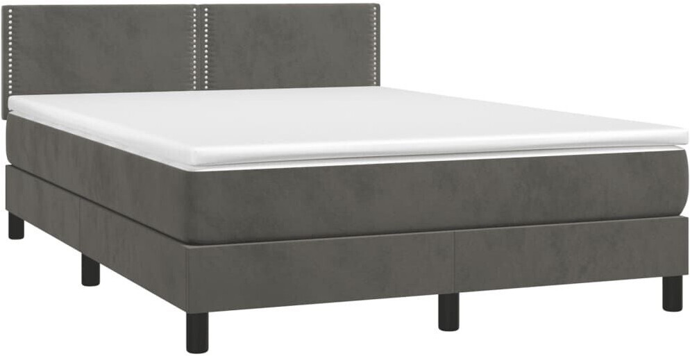 vidaXL Box spring bed with mattress & LED 140x200cm velvet (3134346)