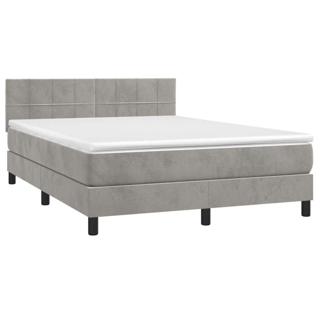 vidaXL Box spring bed with mattress & LED 140x200cm velvet (3134405)