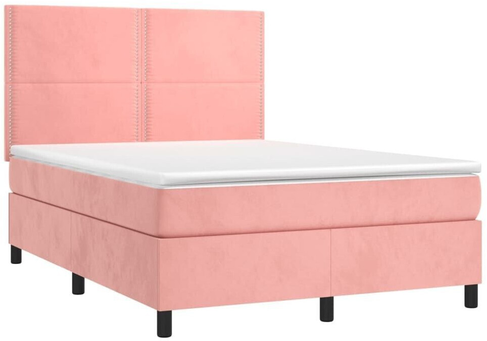 vidaXL Box spring bed with mattress & LED 140x200cm velvet (3136070)