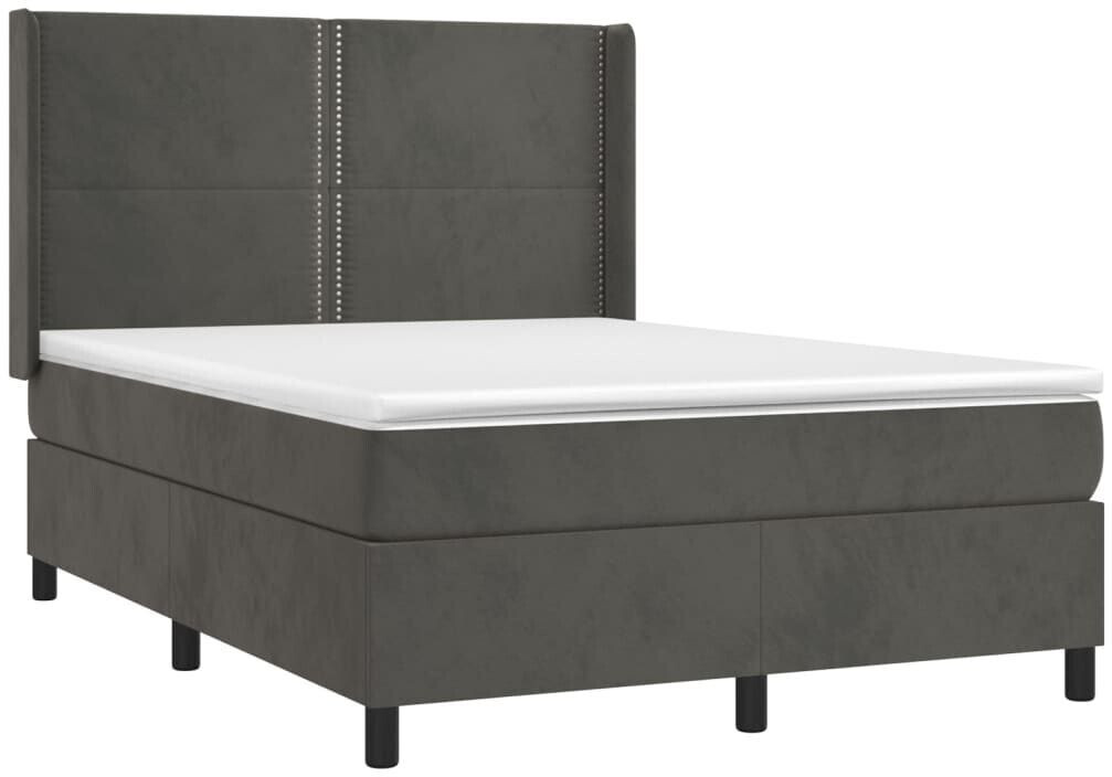 vidaXL Box spring bed with mattress & LED 140x200cm velvet (3139506)
