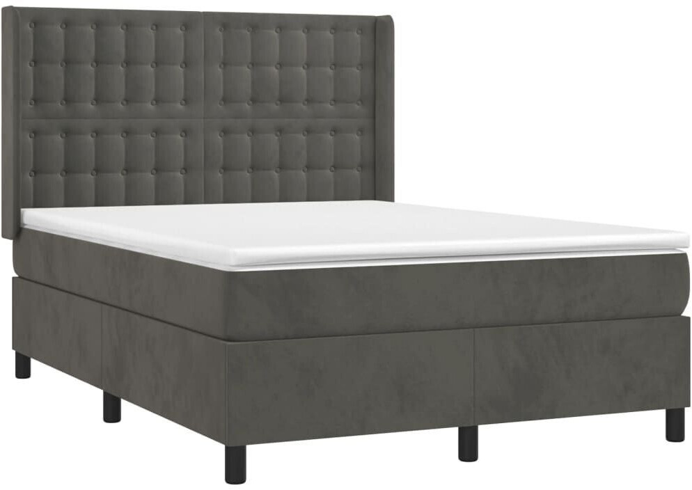 vidaXL Box spring bed with mattress & LED 140x200cm velvet (3139806)