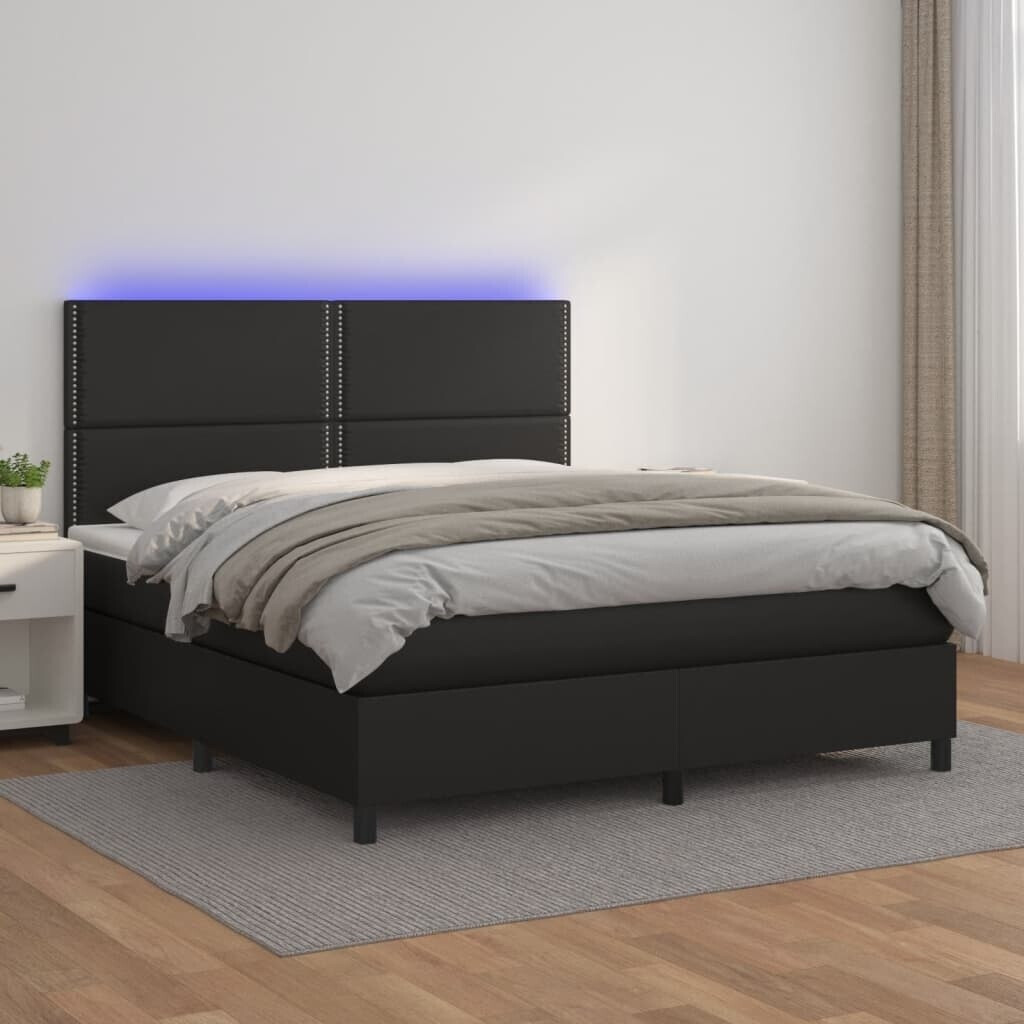 vidaXL Box spring bed with mattress & LED 160x200cm artificial leather (3135891)