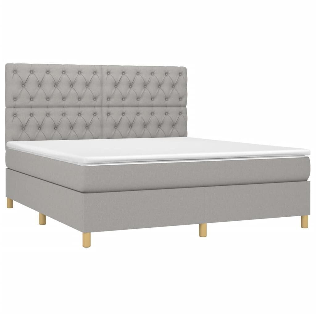 vidaXL Box spring bed with mattress & LED 160x200cm fabric (3135685)