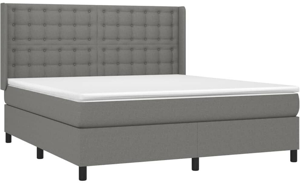 vidaXL Box spring bed with mattress & LED 160x200cm fabric (3138646)