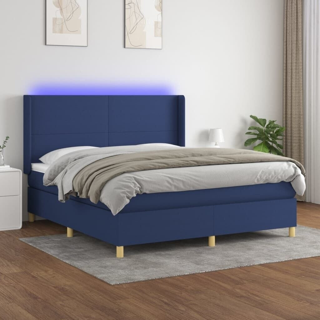 vidaXL Box spring bed with mattress & LED 160x200cm fabric (3138731)