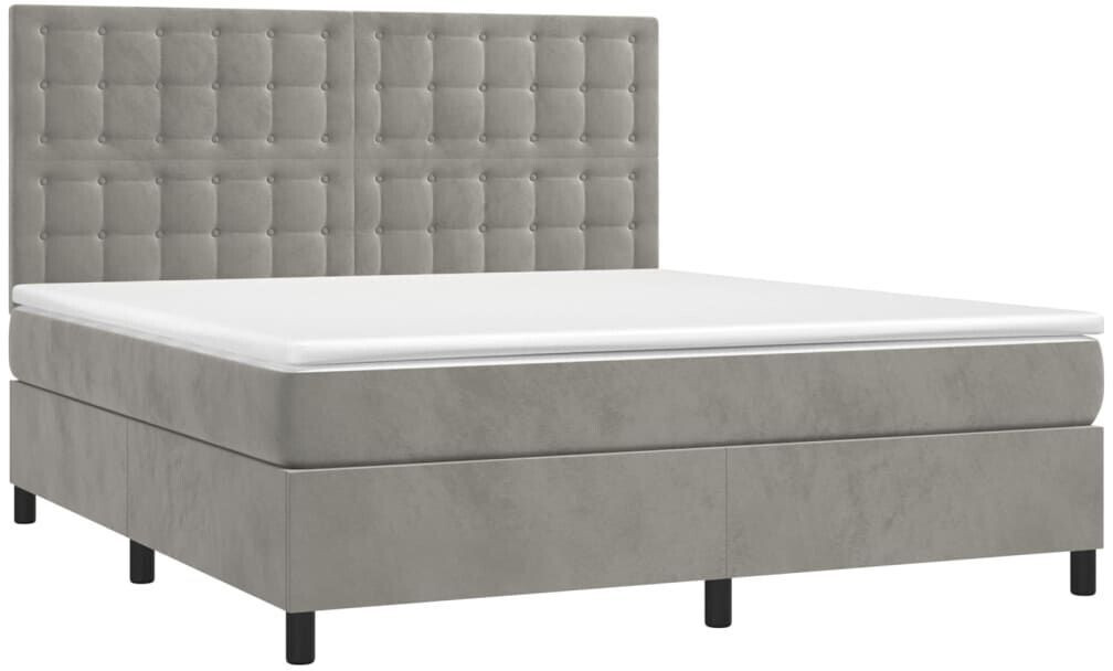 vidaXL Box spring bed with mattress & LED 160x200cm velvet (3136371)