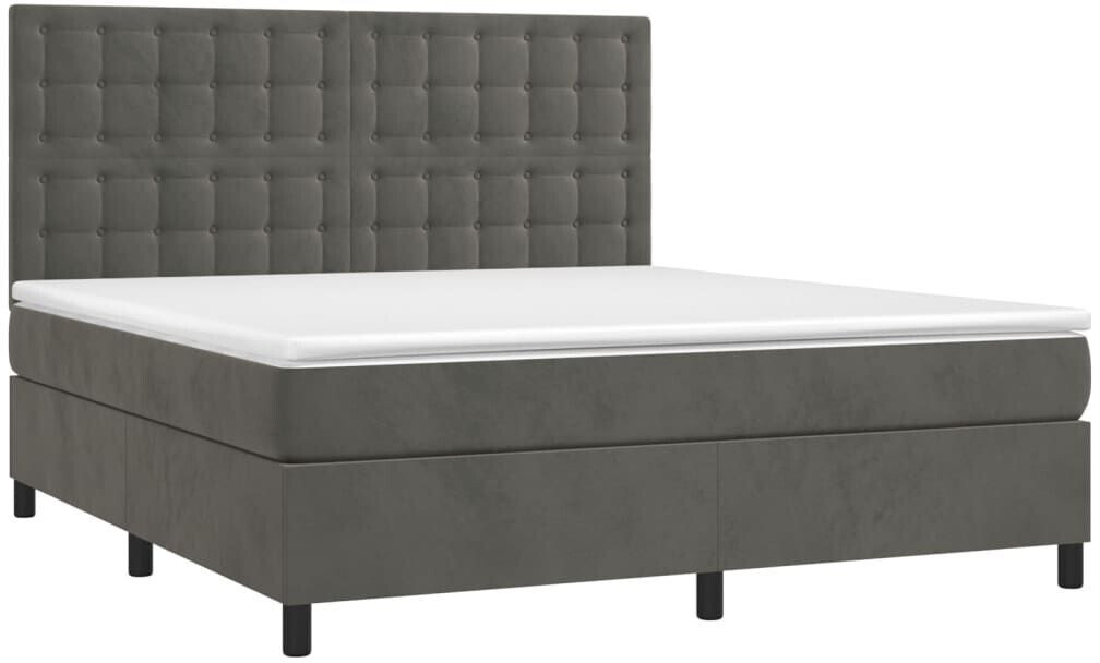 vidaXL Box spring bed with mattress & LED 160x200cm velvet (3136372)