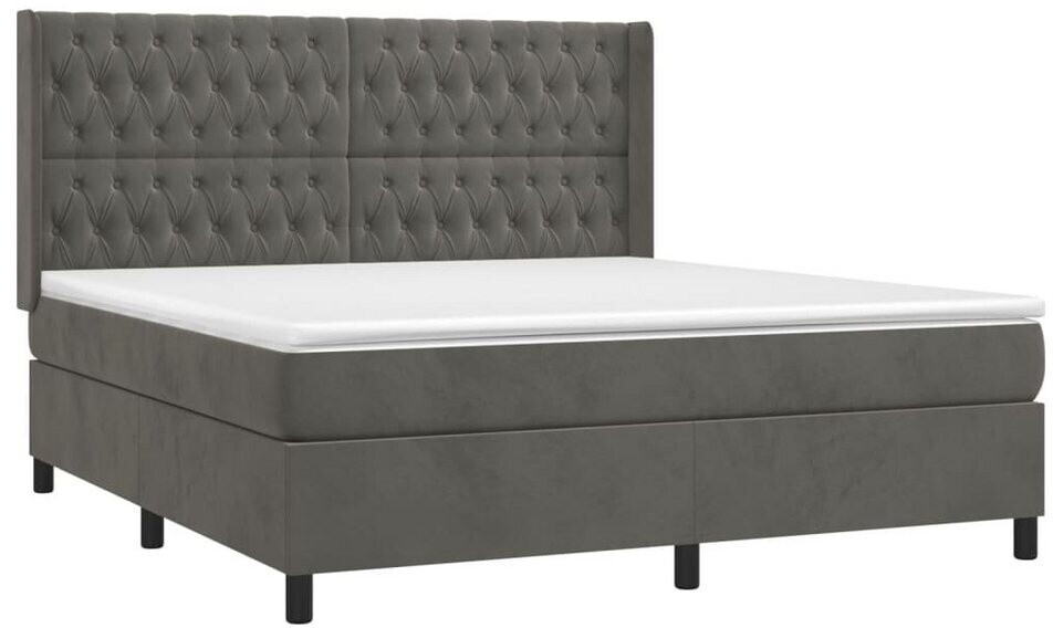 vidaXL Box spring bed with mattress & LED 160x200cm velvet (3139752)