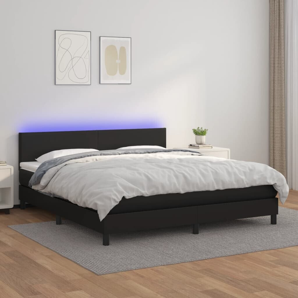 vidaXL Box spring bed with mattress & LED 180x200cm artificial leather (3134117)