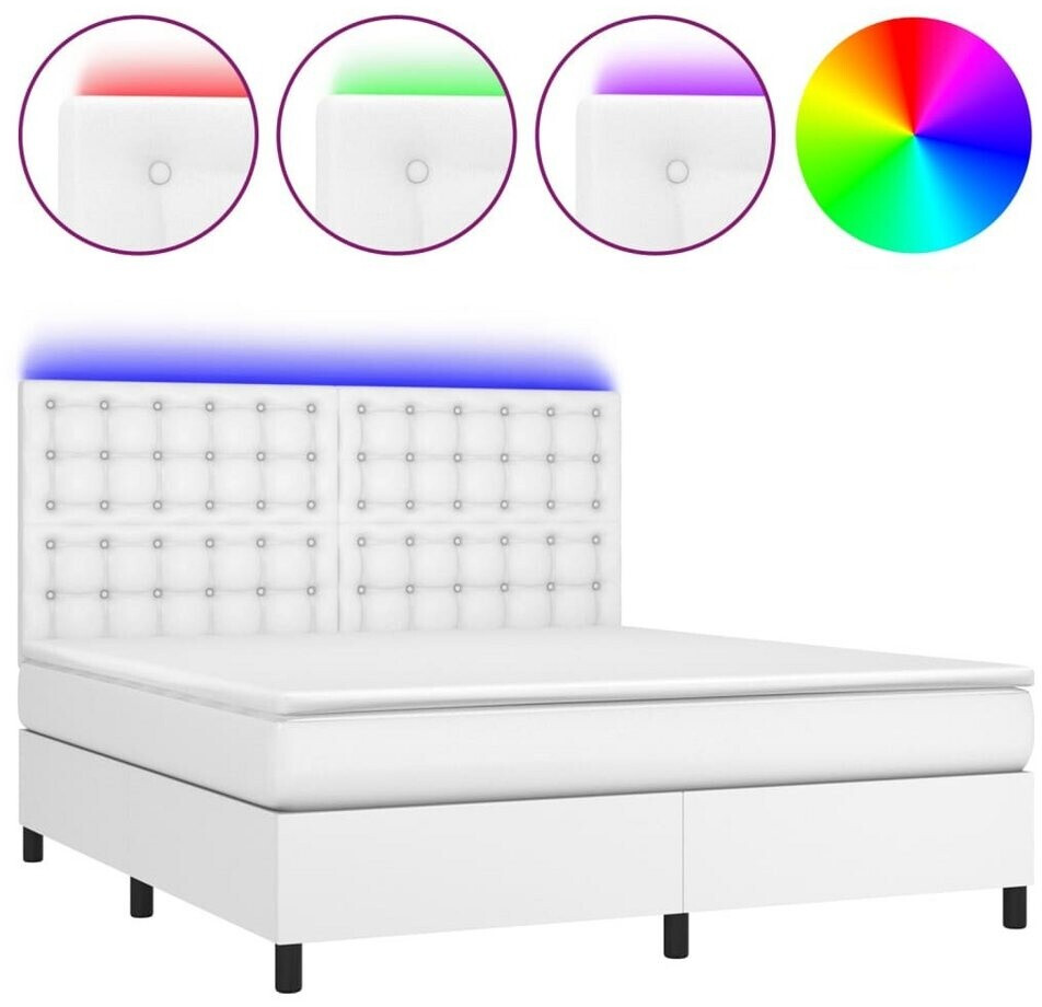 vidaXL Box spring bed with mattress & LED 180x200cm artificial leather (3135958)