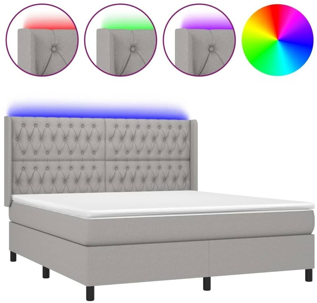 vidaXL Box spring bed with mattress & LED 180x200cm fabric (3138573)