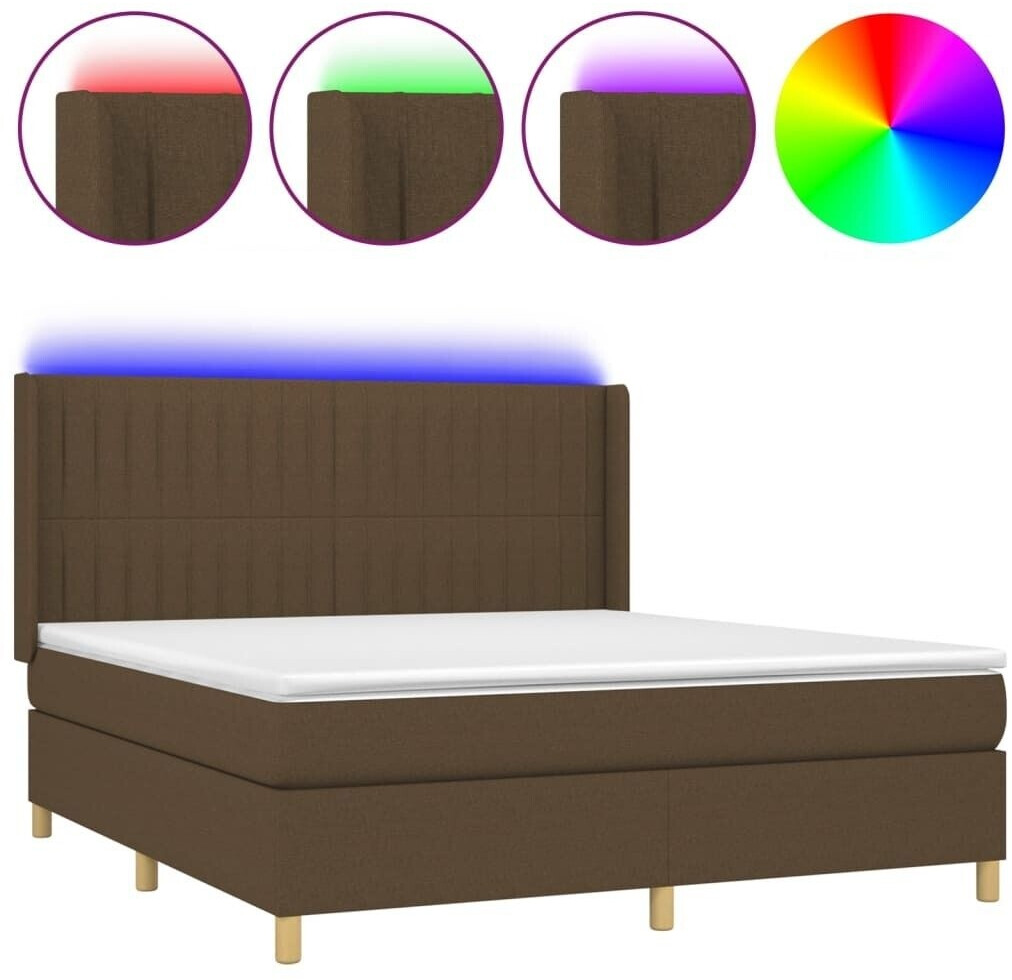 vidaXL Box spring bed with mattress & LED 180x200cm fabric (3139056)