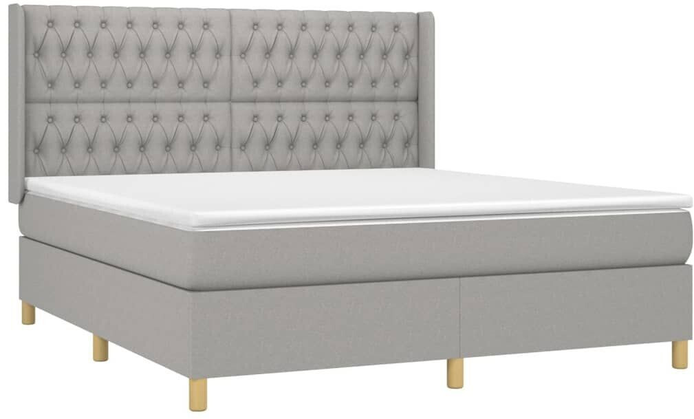 vidaXL Box spring bed with mattress & LED 180x200cm fabric (3139133)
