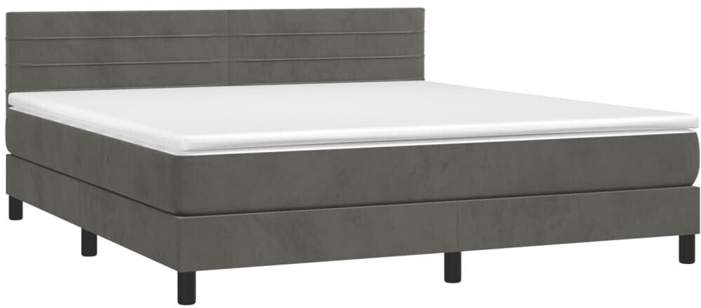 vidaXL Box spring bed with mattress & LED 180x200cm velvet (3134478)