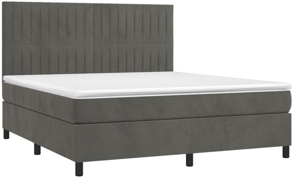 vidaXL Box spring bed with mattress & LED 180x200cm velvet (3136258)