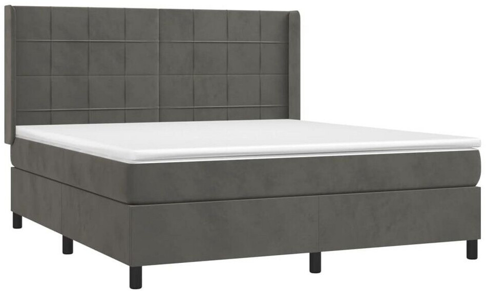 vidaXL Box spring bed with mattress & LED 180x200cm velvet (3139578)