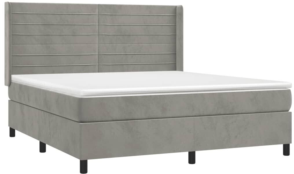 vidaXL Box spring bed with mattress & LED 180x200cm velvet (3139637)